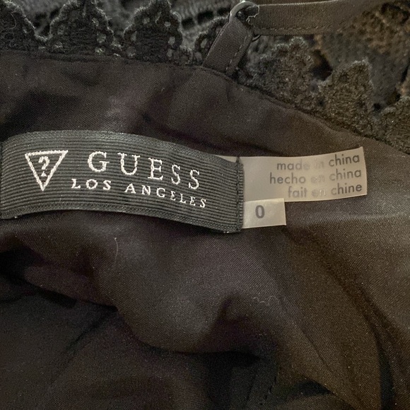 GUESS Spaghetti-Strap Lace A-Line Dress, Black, Size 0 - Picture 9 of 11